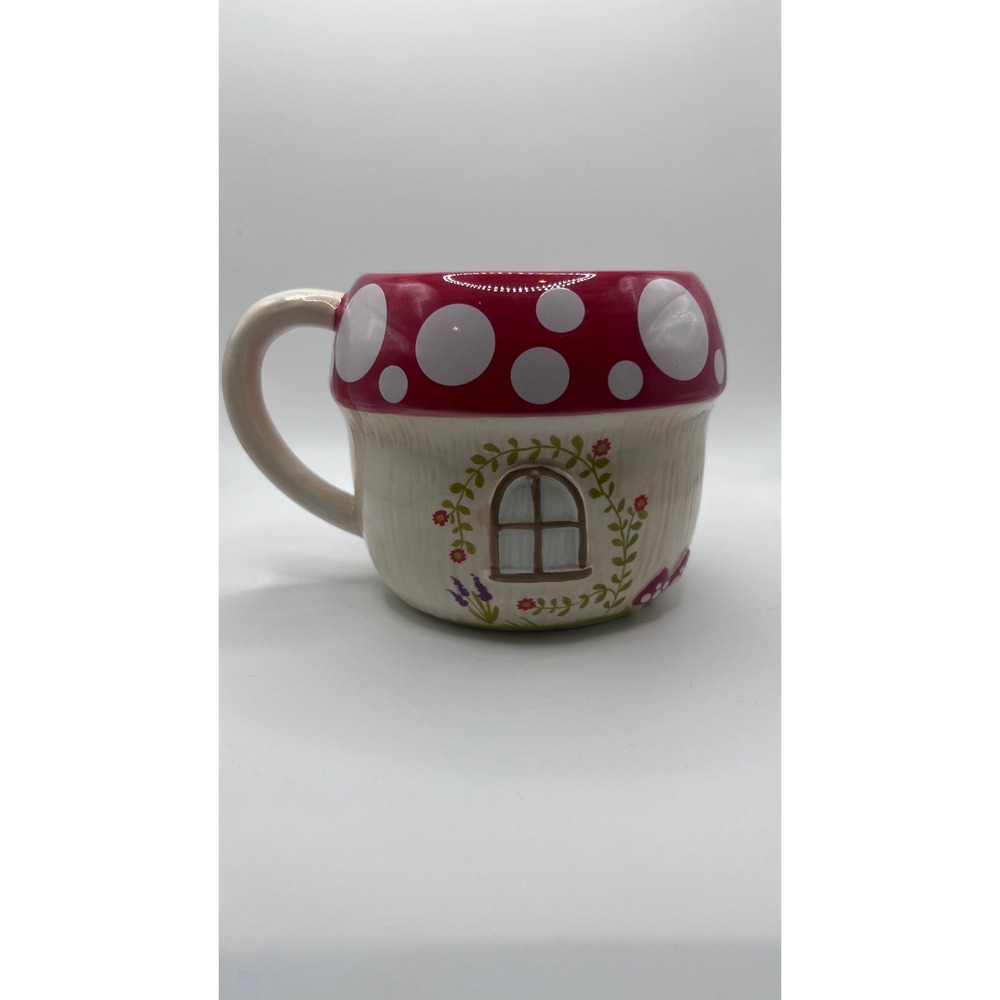Natural Life Gnome Mushroom House Mug FolkArt Cottagecore Whimsical Coffee Mug - Picture 5 of 11